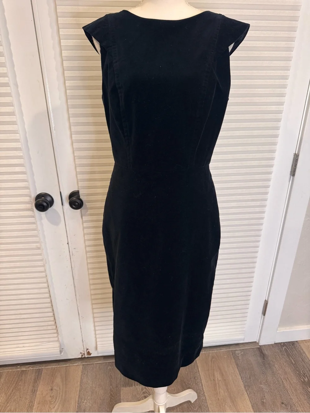 J. Crew Black Velvet Midi Sheath Dress 0984